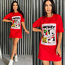 Коротке плаття футболка прямого крою з рукавом до ліктя та принтом мікі ( р. 42-50) 52035279, фото 3