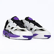 Чоловічі кросівки Adidas Niteball White Black Violet Адідас Найтбол шкіра чорно-фіолетові демісезонні, фото 4