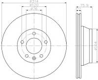 Диск тормозной зад. 314X22X75,9 (вент.) VW Touareg 2.5TDI-6. 8DD 355 109-801 HELLA PAGID