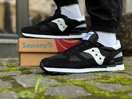Чоловічі кросівки Saucony Shadow Літнє взуття Сауконі чорні текстиль замш сітка повсякденні В'єтнам, фото 1