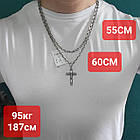 Гарний комплект срібний ланцюжок якірне плетіння та срібний хрестик чорнене срібло 925 проби, фото 5