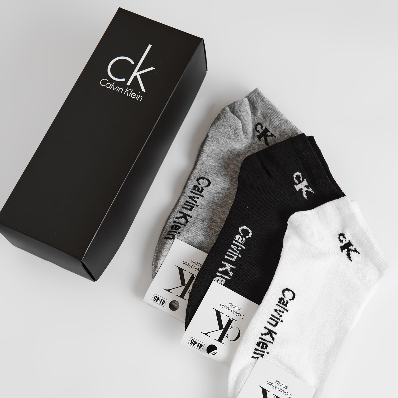 Шкарпетки укорочені, набір чоловічих, бавовняні, Calvin Klein 9 пар у подарунковій упаковці! Репліка