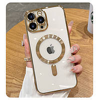 Чохол бампер силіконовий для MagSafe Apple iPhone 12 Айфон Прозорий Золото золотистий Gold