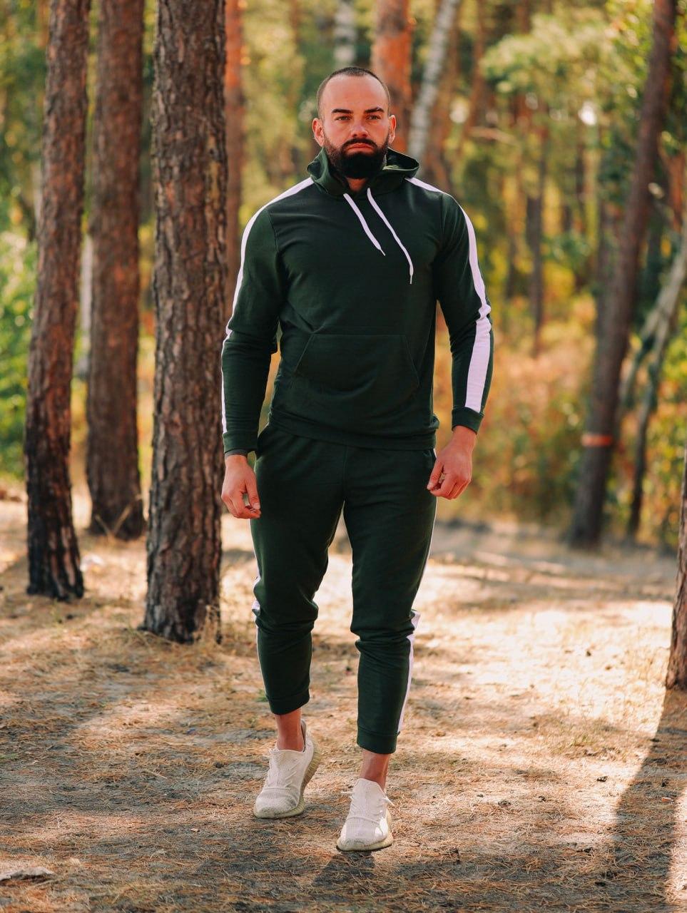 Спортивный костюм мужской весна-осень с лампасом костюмы модные молодежные повседневные комплект худи штаны