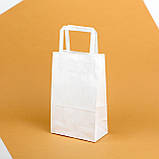 Білий паперовий подарунковий крафт пакет з плоскими ручками 150*90*240 мм пакувальний, фото 7