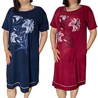 Жіноча батальна сукня ЛИЛІЇ трикотаж розміри 52-60, колір мікс