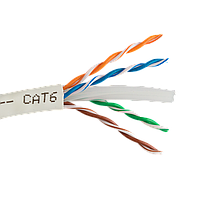 Кабель Витая Пара 4х2х0,56 (UTP-cat.6) 23 AWG 4 пары 8 Жил LAN cable solid Бухта 305 метров