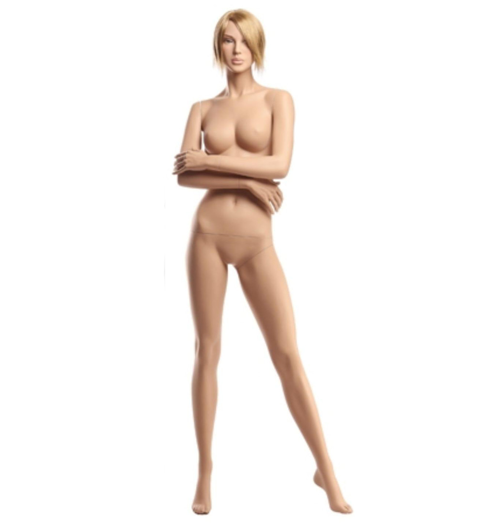 Манекен жіночий реалістичний тілесний виставковий в повний зріст для вітрини в магазин одягу