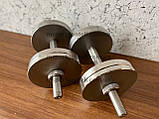Набірні сталеві гантелі 2x10 кг з металевим грифом і дисками без покриття для тренування розбірні, фото 3