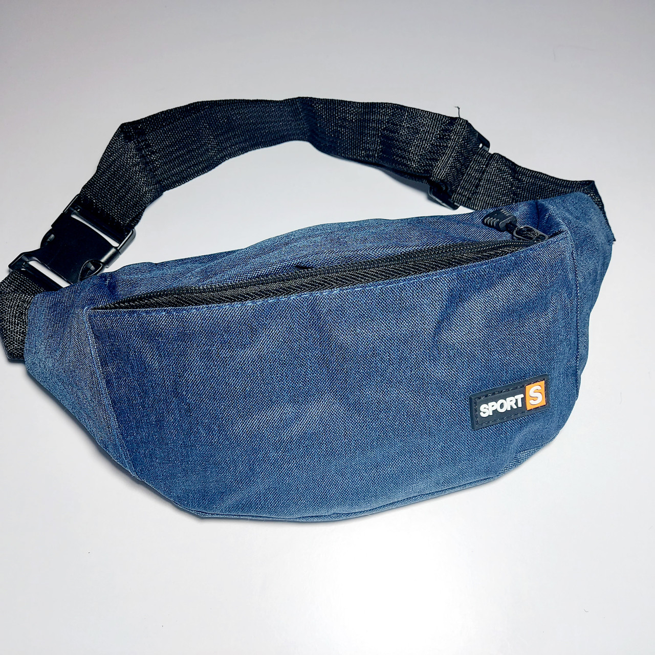 Поясна сумка бананка колір синій текстиль, фото 1