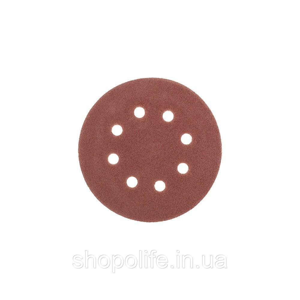Коло шліфувальне на липучці MASTERTOOL з 8 отворами 125 мм зерно 60 5 шт 08-2506-H Shopolife, фото 1