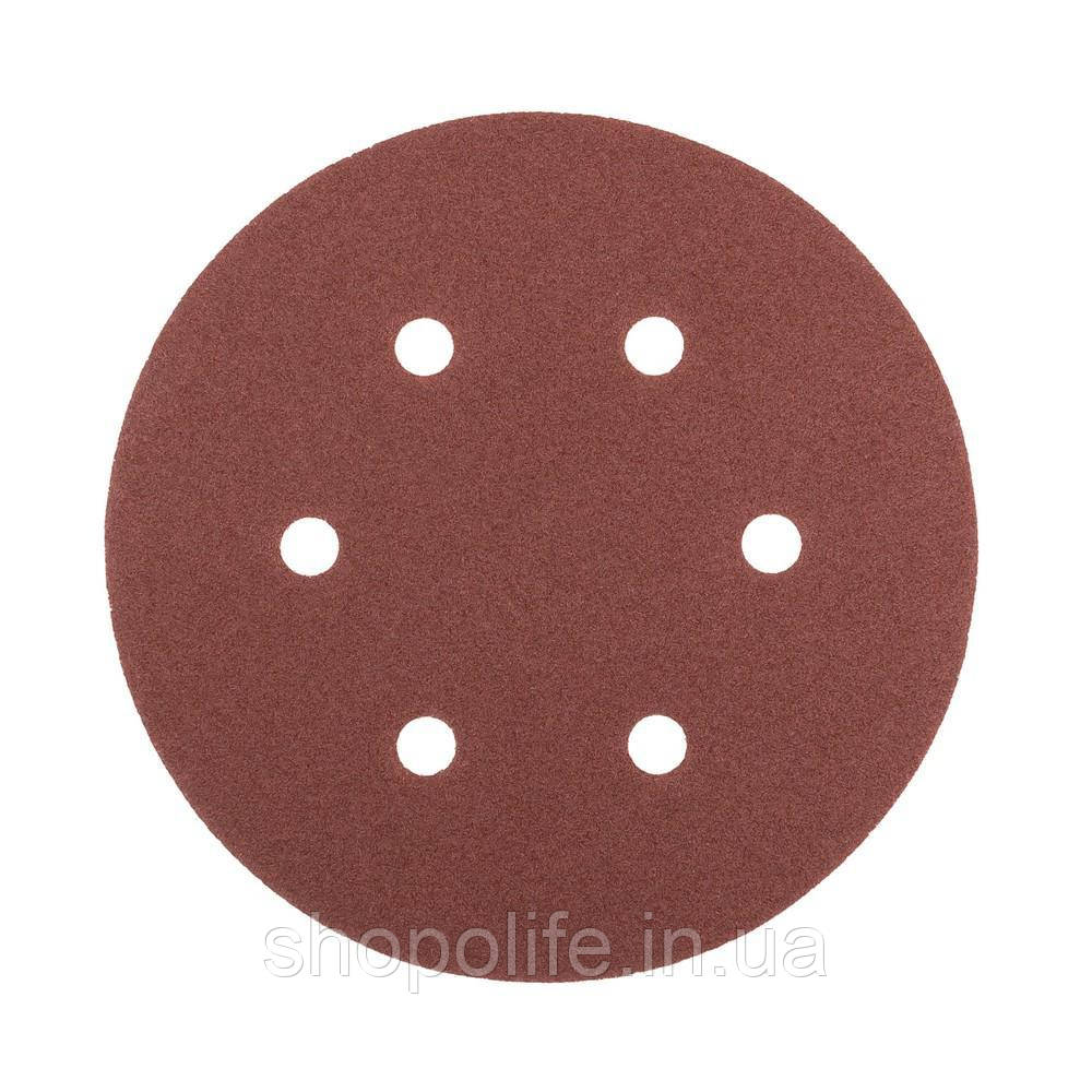 Коло шліфувальне на липучці MASTERTOOL з 6 отворами 225 мм зерно 60 5 шт 08-2006-H Shopolife, фото 1