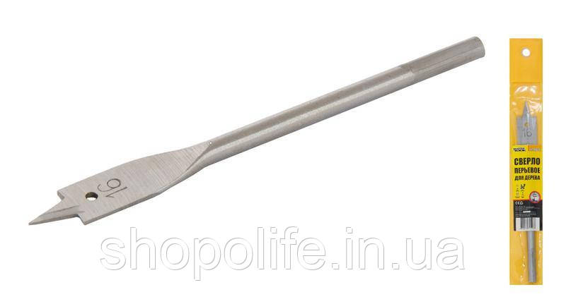 Свердло для дерева MASTERTOOL пір'яне 16 мм 6-гранний хвостовик 12-0160 SPL, фото 1