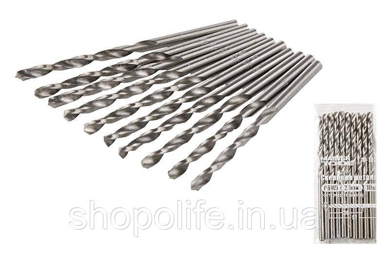Свердло для металу MASTERTOOL Р6М5 2.5 мм біле 10-1025 SPL, фото 1