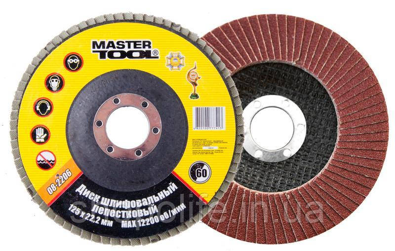Диск шліфувальний пелюстковий MASTERTOOL Т27 зерно 60 125х22 мм 08-2206 SPL, фото 1