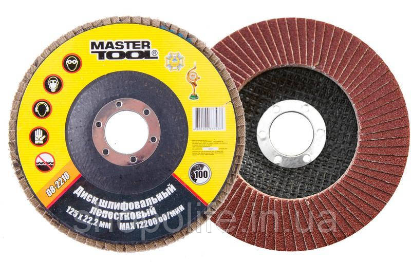 Диск шліфувальний пелюстковий MASTERTOOL Т27 зерно 100 125х22 мм 08-2210 SPL, фото 1