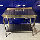 Новий виробничий стіл EdelStihl 1400х600 з харчової нержавіючої сталі з бортом та нижнею полицею, фото 3