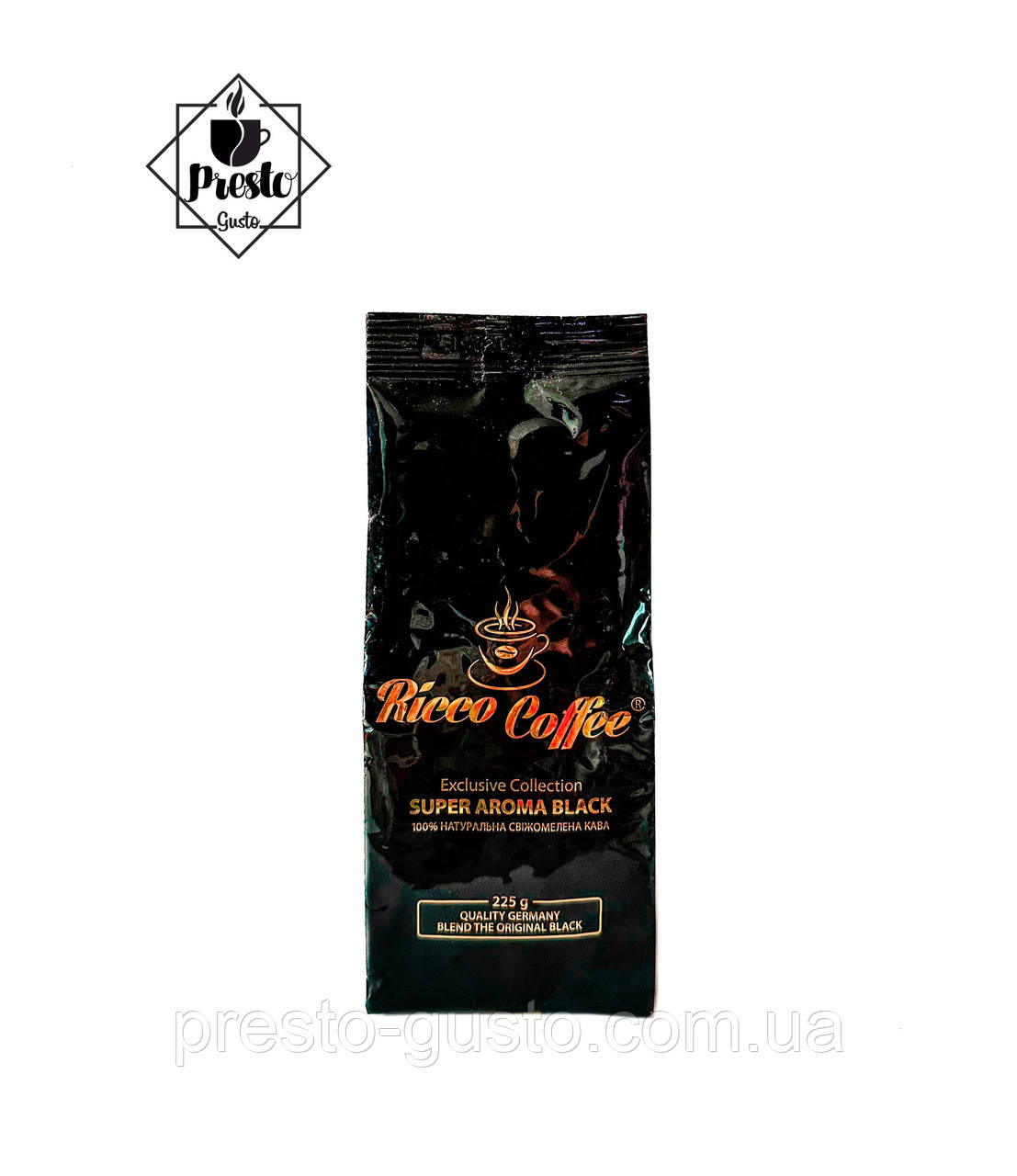 Кава в зернах Ricco Coffee Super Aroma Black 225 г (60/40)