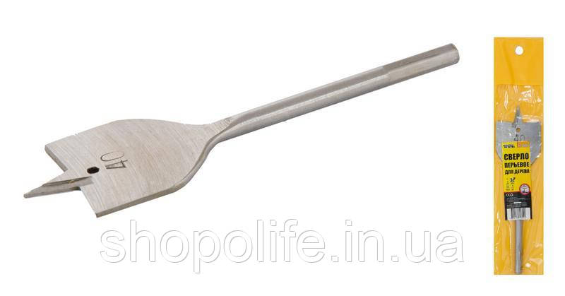 Свердло для дерева MASTERTOOL пір'яне 40 мм 6-гранний хвостовик 12-0400 SPL, фото 1