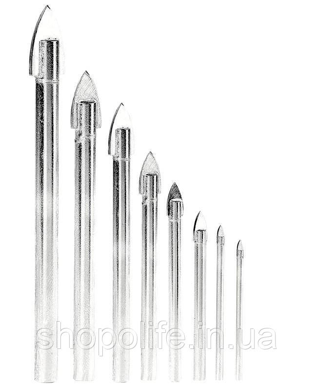 Набір свердел "піка" для скла і плитки GRANITE 8 шт (4х60/5х65/2 шт 6х68/2 шт 8х70/10х85/12х90 мм) 2-01-0 SPL, фото 1