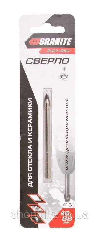 Свердло пікоподібне GRANITE для скла та плитки 6х68 мм 2-01-067 SPL, фото 1