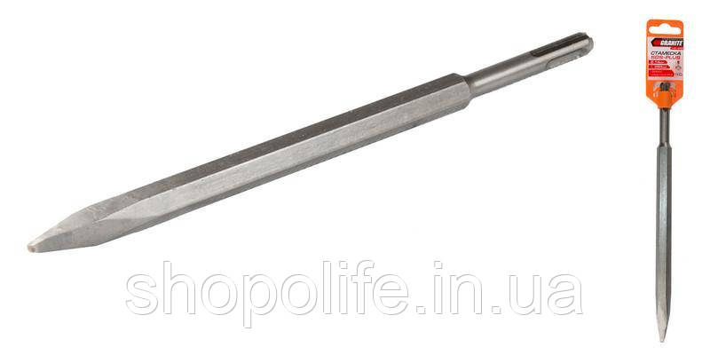 Стамеска пікоподібна GRANITE SDS-PLUS 14х250 мм з побідитовою напайкою 1-01-250 SPL, фото 1