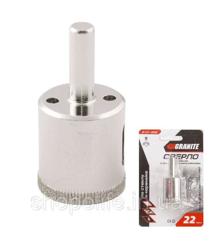 Свердло трубчасте GRANITE з алмазним напиленням для скла та плитки 22 мм 2-01-222 SPL, фото 1