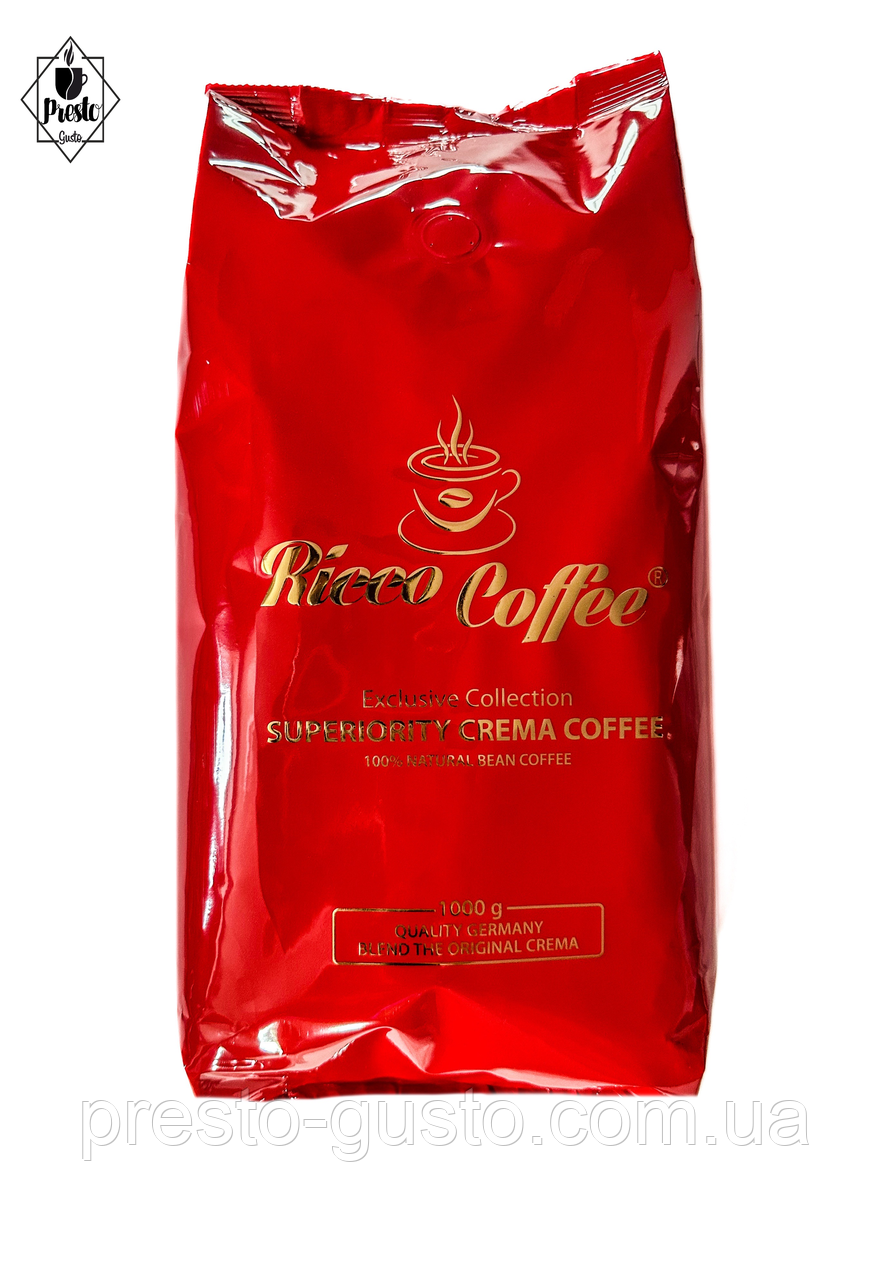 ⠀Кава в зернах Ricco Coffee Premium Superiority Crema  1 кг (10/90)