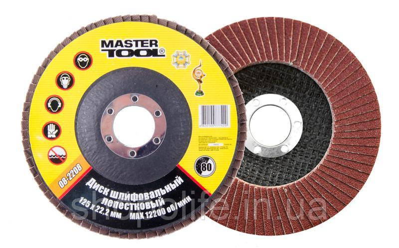 Диск шліфувальний пелюстковий MASTERTOOL Т27 зерно 80 125х22 мм 08-2208 SPL, фото 1