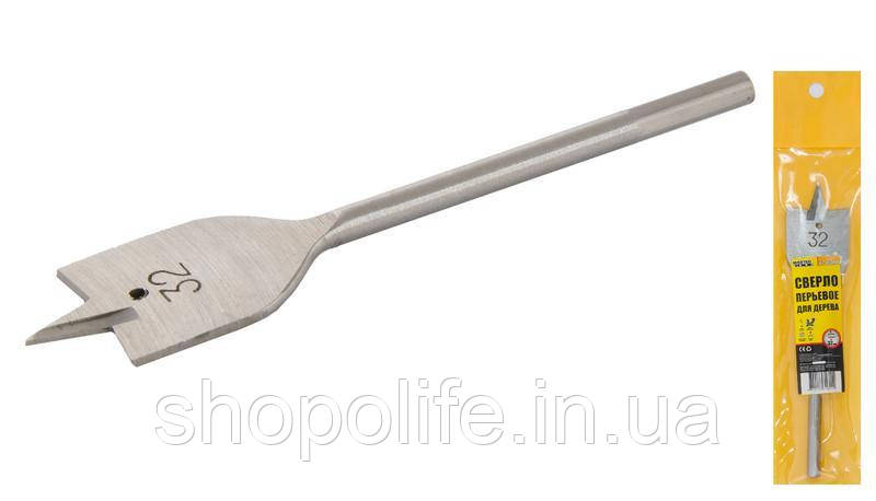 Свердло для дерева MASTERTOOL пір'яне 32 мм 6-гранний хвостовик 12-0320 SPL, фото 1