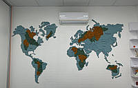 Дерев'янная карта мира со стабилизированным мхом 2.1*1.33
