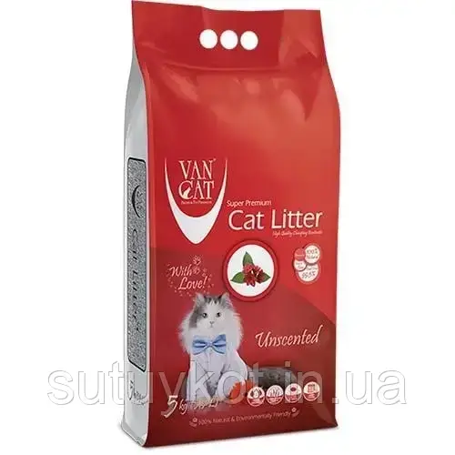 Van Cat Unscented Ван Кет Фреш бентонітовий наповнювач, грудкуючийся без аромату, 10 кг