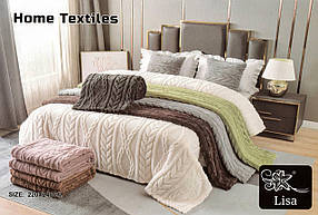 Плед із мікрофібри косичка ТМ "Lisa" 220х240см. Молочний