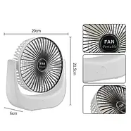 Настільний безшумний акумуляторний вентилятор F138 Білий Вентилятор портативний 3 швидкості, фото 4