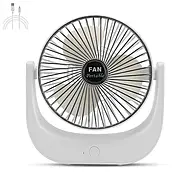 Настільний безшумний акумуляторний вентилятор F138 Білий Вентилятор портативний 3 швидкості, фото 2