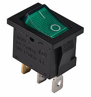 Переключатель АСКО-УКРЕМ KCD1-2-101N GR/B 1-клавишный зеленый с подсветкой