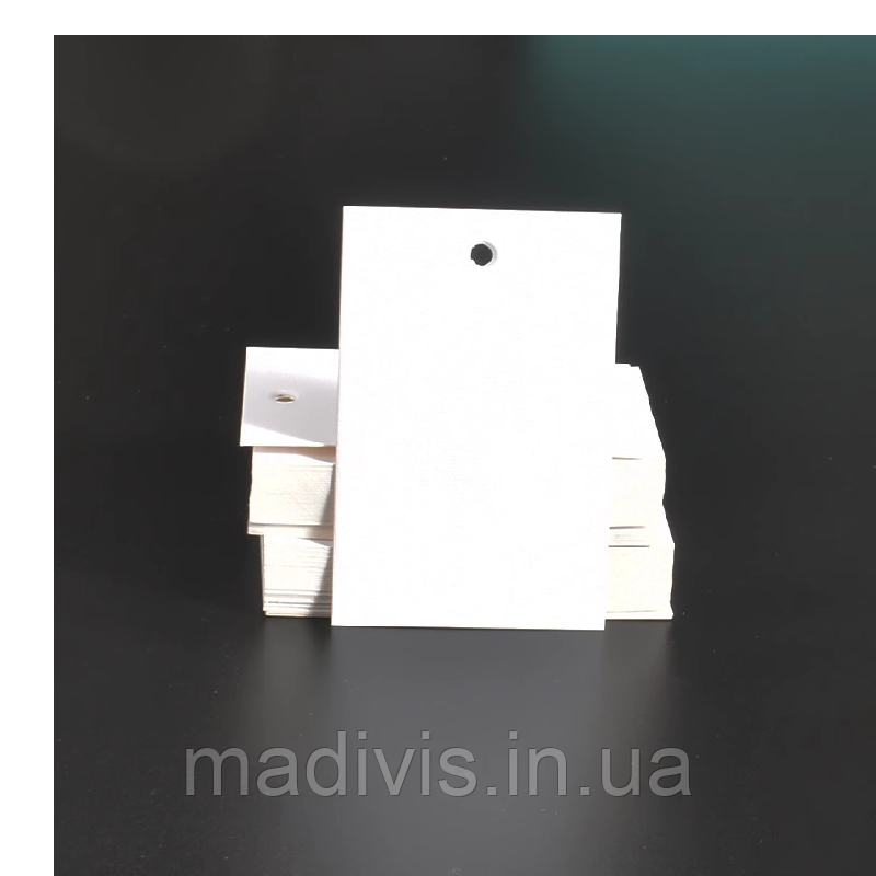 Пустые картонные бирки для одежды 40 х 60 мм. белые без принта, 100 шт. - фото 1 - id-p1858712236
