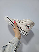Женские высокие кеды Converse All Star White (белые) модная обувь на высокой подошве 413 Конверс