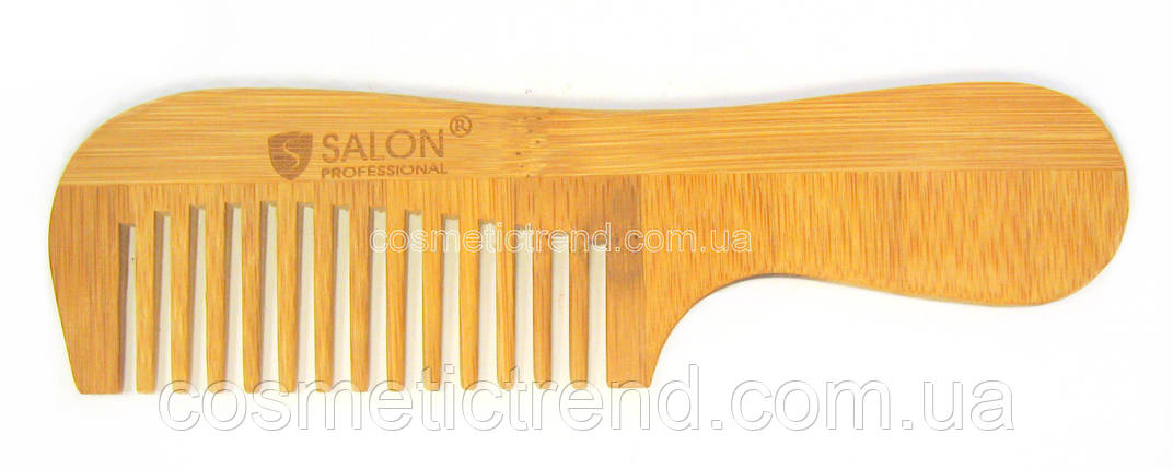 Гребінець-гребінь для волосся дерев'яний з ручкою (15 зубців)Salon Professional, фото 1