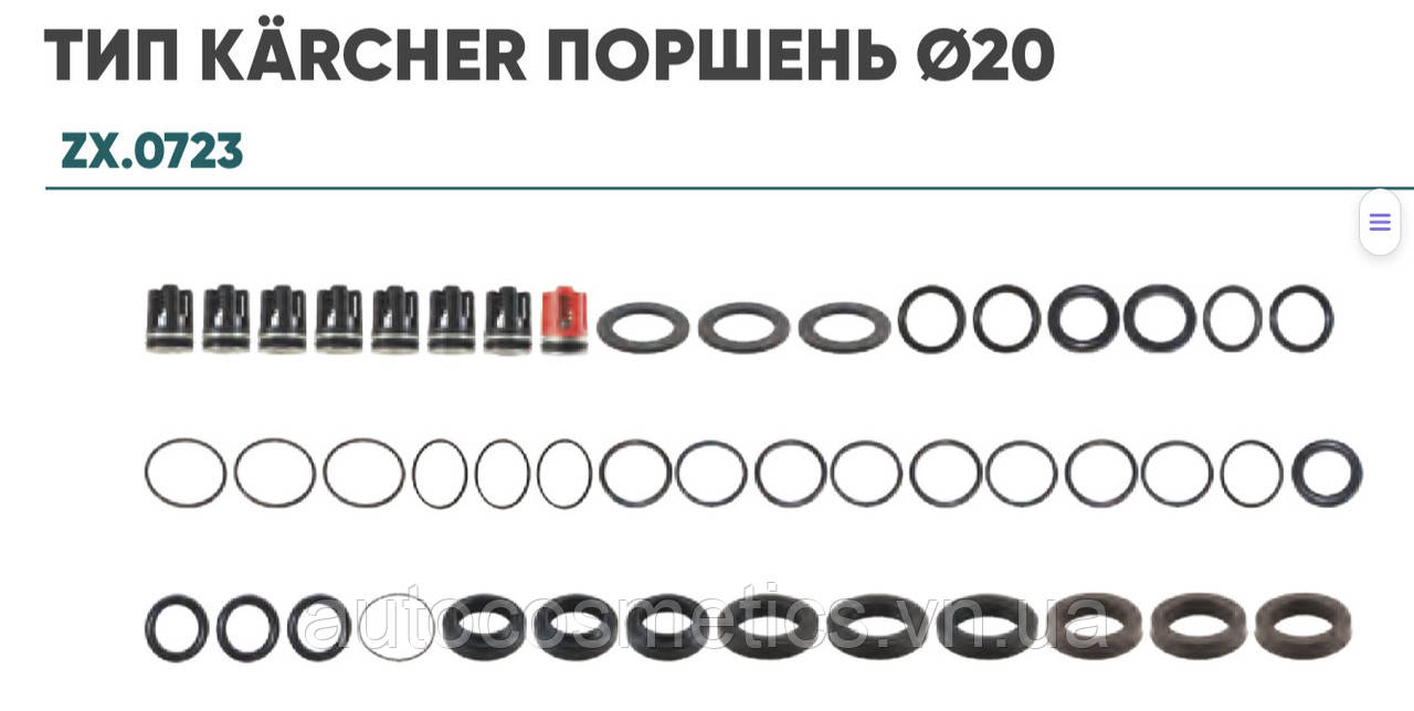 Ремкомплект клапанів та ущільнювачів насоса D20 Kaercher HDS 2.883-322.0