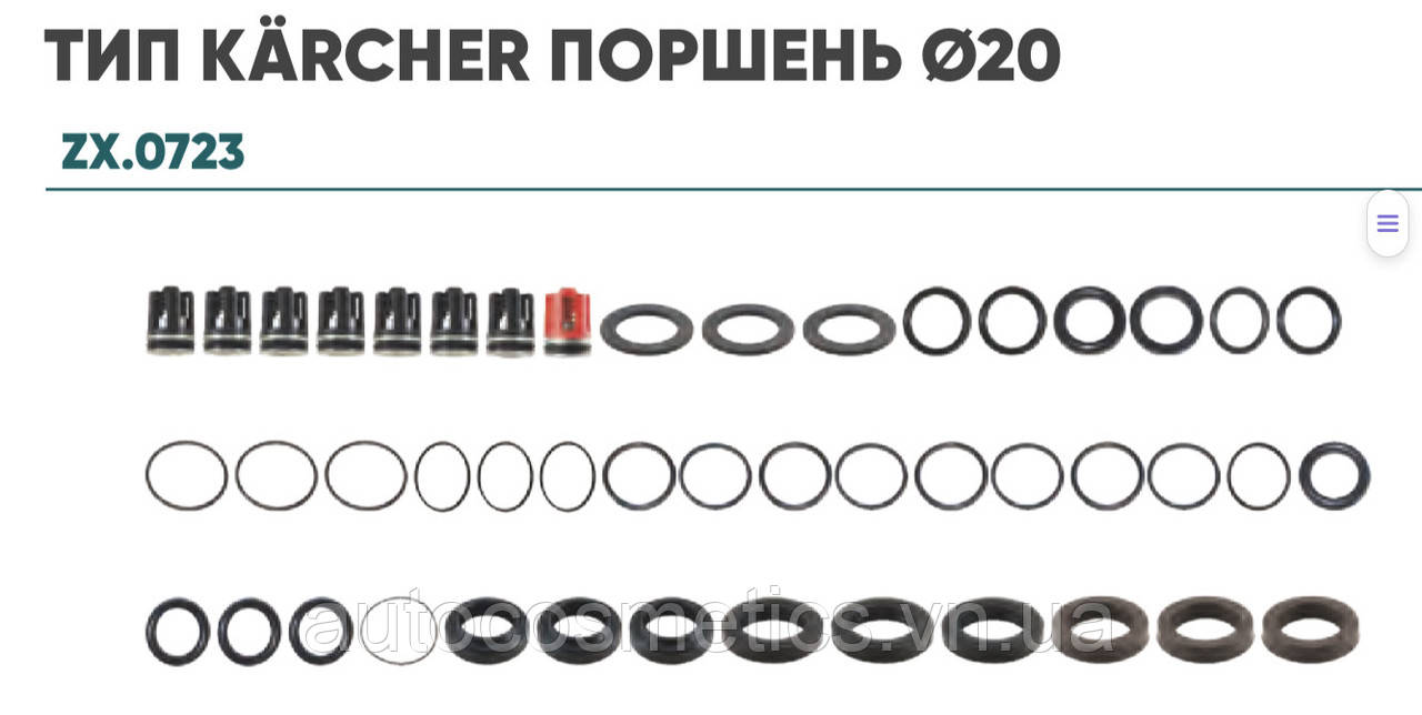 Ремкомплект клапанів та ущільнювачів насоса D20 Kaercher HDS 2.883-322.0 - фото 1 - id-p1858709234