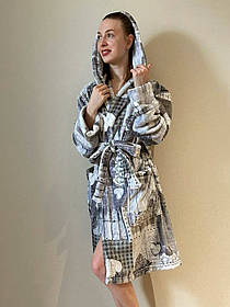 Халат з мікрофібри Велсофт, розмір М 46-48 /довжина 100 см.