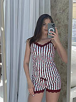 Пижамный комплект майка+шорты женский бордо Бордовый, 2XL