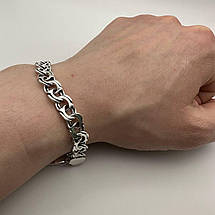 Чоловічий срібний браслет на руку плетіння бісмарк срібло чорнене 925 проба, фото 3