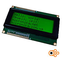 Дисплей символьный Sinda LCD 20x4 (Чёрным по зелёному)