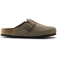 Шльопанці шкіряні Birkenstock Boston BS Taupe сірі замшеві  0560771 Unisex 40 розмір