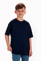 2545-83син Базовая футболка для мальчика oversize темно-синяя тм Авекс