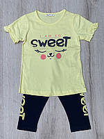 Костюм для дівчинки футболка бриджі Breeze 10124 116 см Жовтий