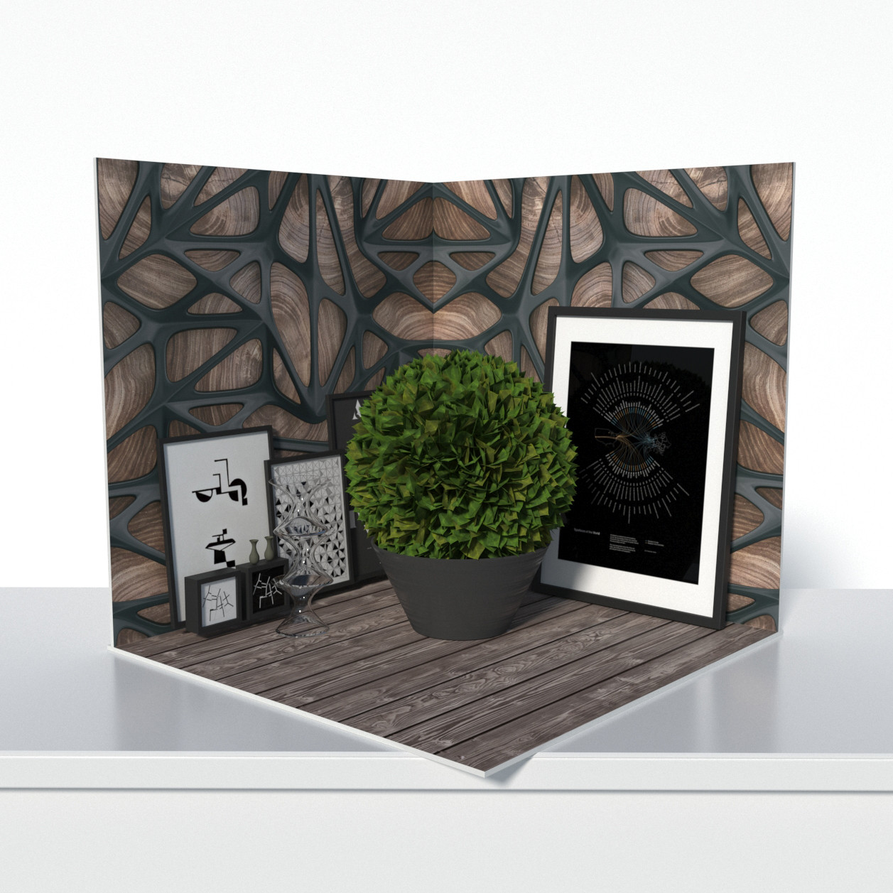 Пластиковий кутовий 3d фотофон, PolyPlast 40x40x40см - №61034