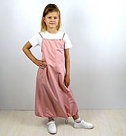 Сарафан карго рожевий на дівчинку максі на затяжці тм BossKids